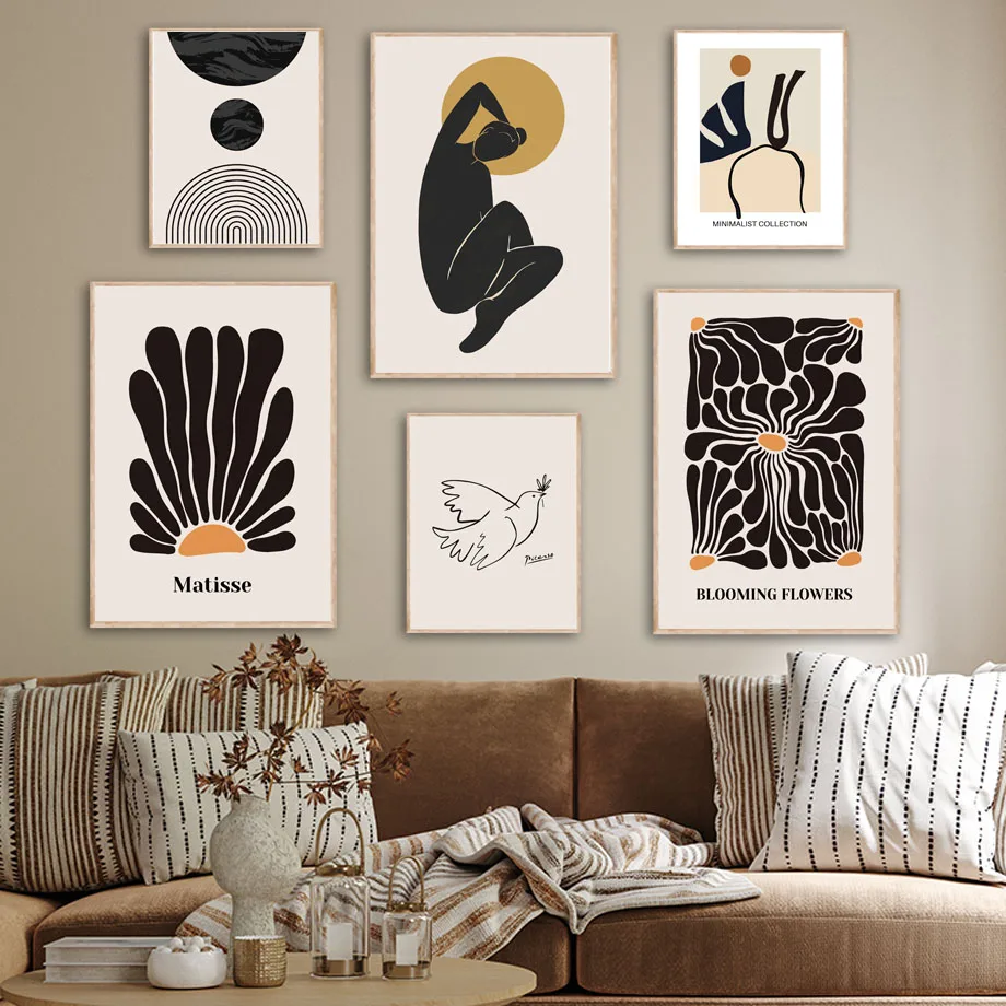 

French Abstract Wall Art Canvas Painting - Matisse Picasso Flower Market Poster Prints for Living Room Decor