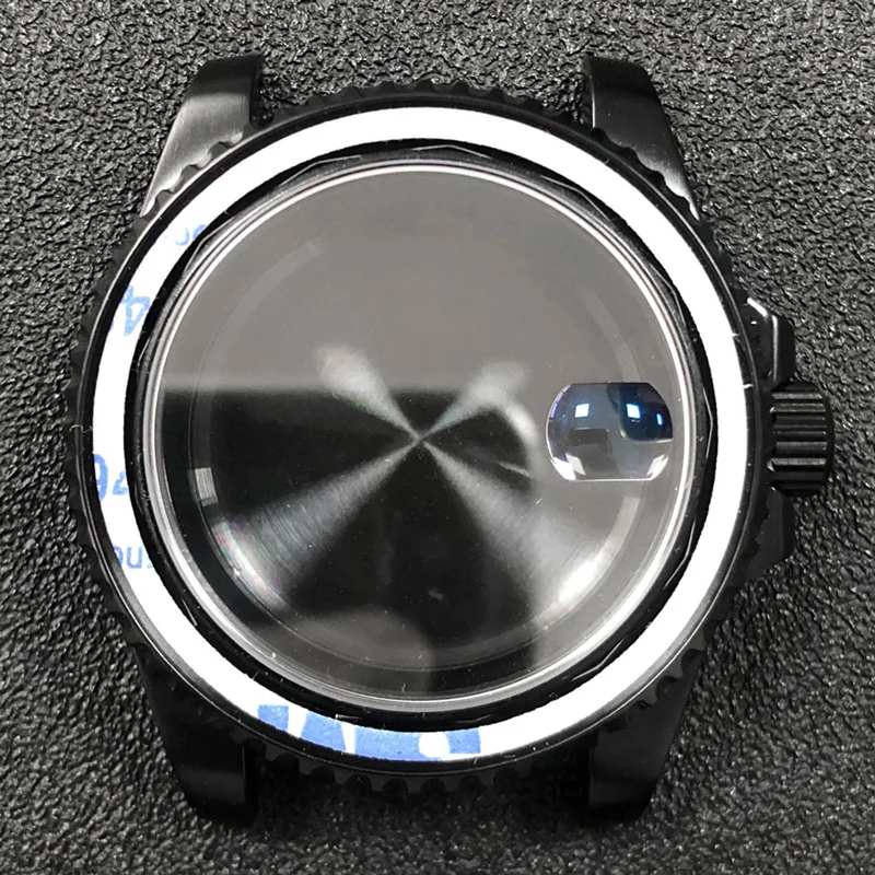 

Top Quality 40MM 316 Stainless Steel Black PVD Watch Case Sapphire Glass Date Magnifier Window Fits NH35 SUB Style