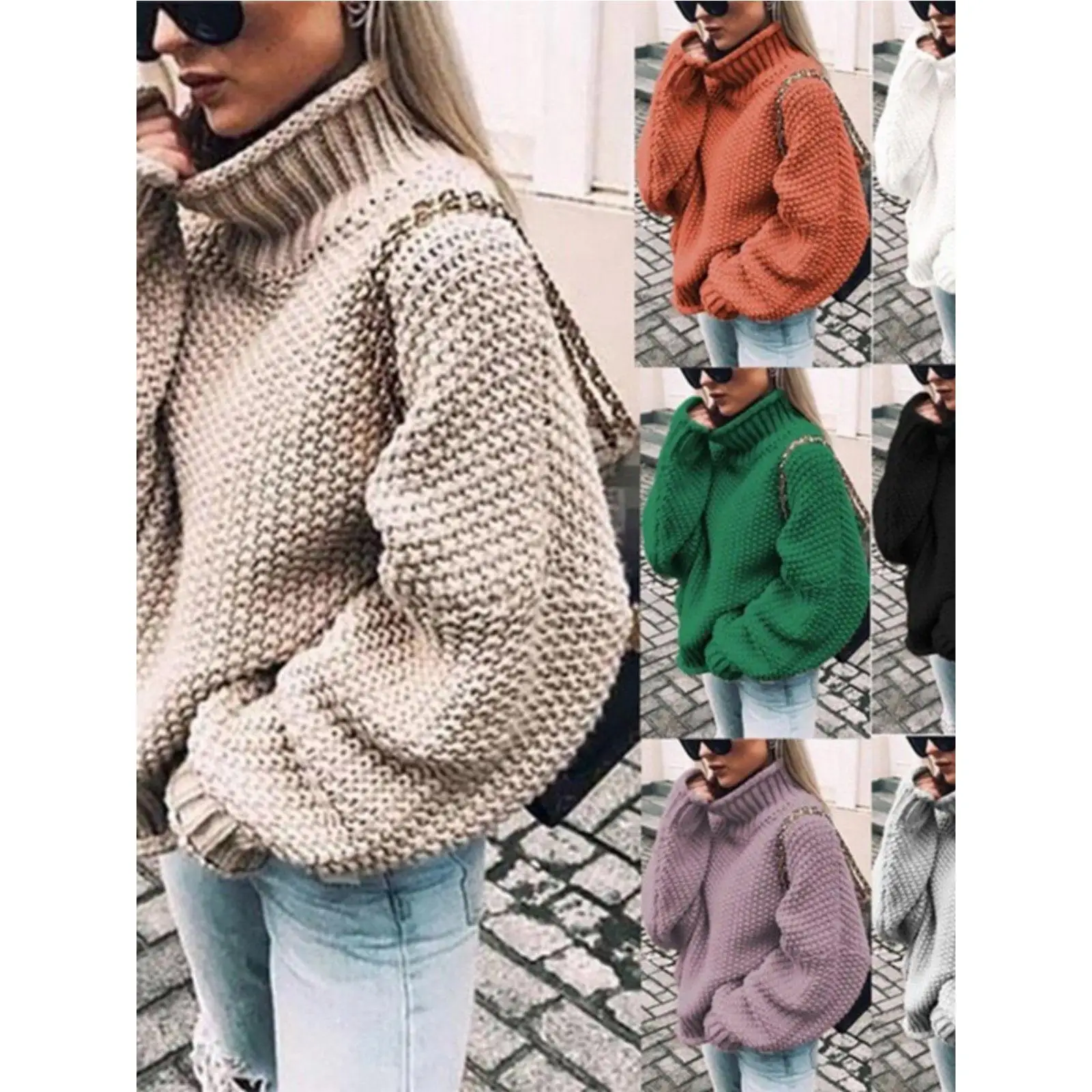

Women's Turtlene Knitting Sweater Autumn Winter Tops Coat Sle Commute Faion Polyester Fiber Medium Thin Pure Color