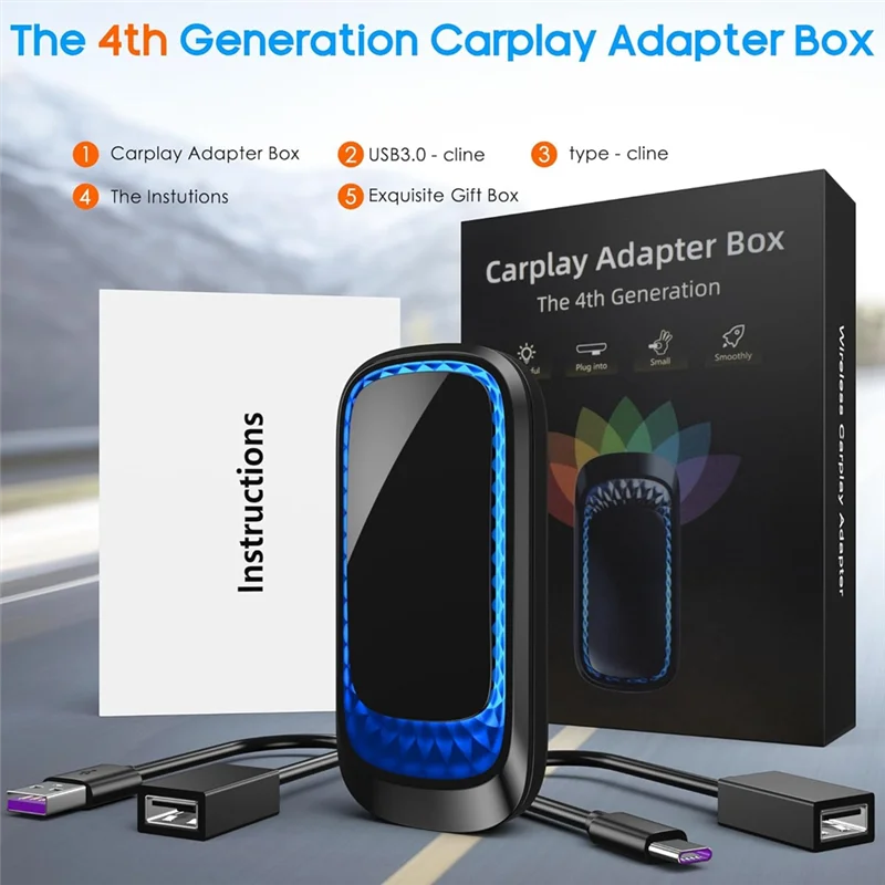 محول Carplay اللاسلكي ABZW دونجل USB صغير Carplay لصندوق لعب السيارة بلوتوث لهاتف Iphone 6 فوق، مناسب للسيارات من عام 2017 #4