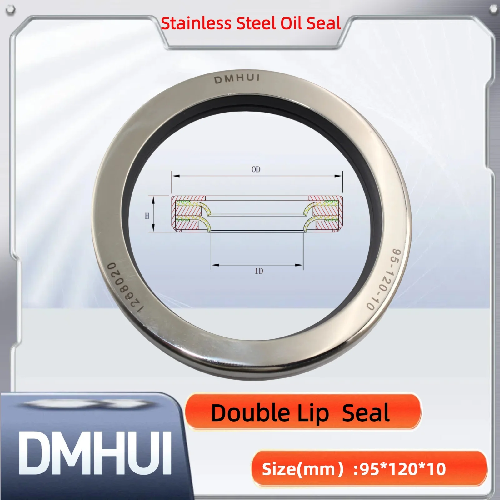 

Oil Seal 95x120x10 Double Lip Seal Stainless Steel Oil Seal PTFE SS 95×120×10