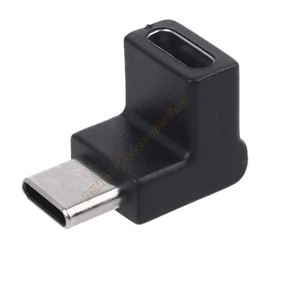 Plastic Type C Adapter Right Angle Black USB C Male to Female Adapter L Shaped Data Transfer 90 Degree USB C Connector