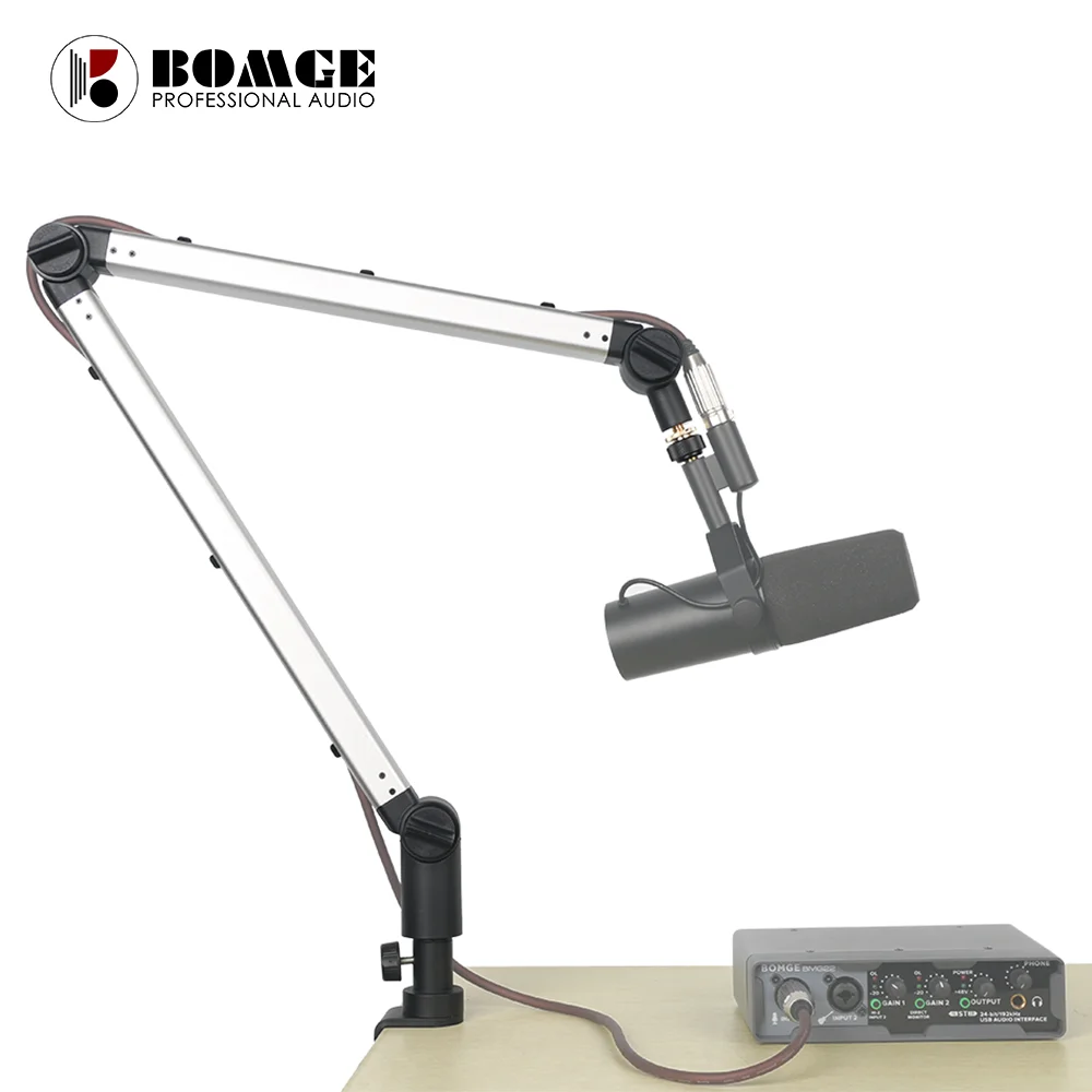 BOMGE Boom - Adjustable 360° Swivel Desktop Broadcast Microphone Boom Stand with 3/8