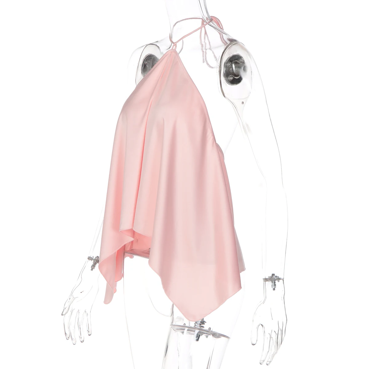Hugcitar Modisches Neckholder-Top mit Schnürung, Rückenfreies, Unregelmäßiges, Einfarbiges, Sexy Crop-Top für Damen, Niedliche Kleidung für Strand, Urlaub und Party – Detail 3