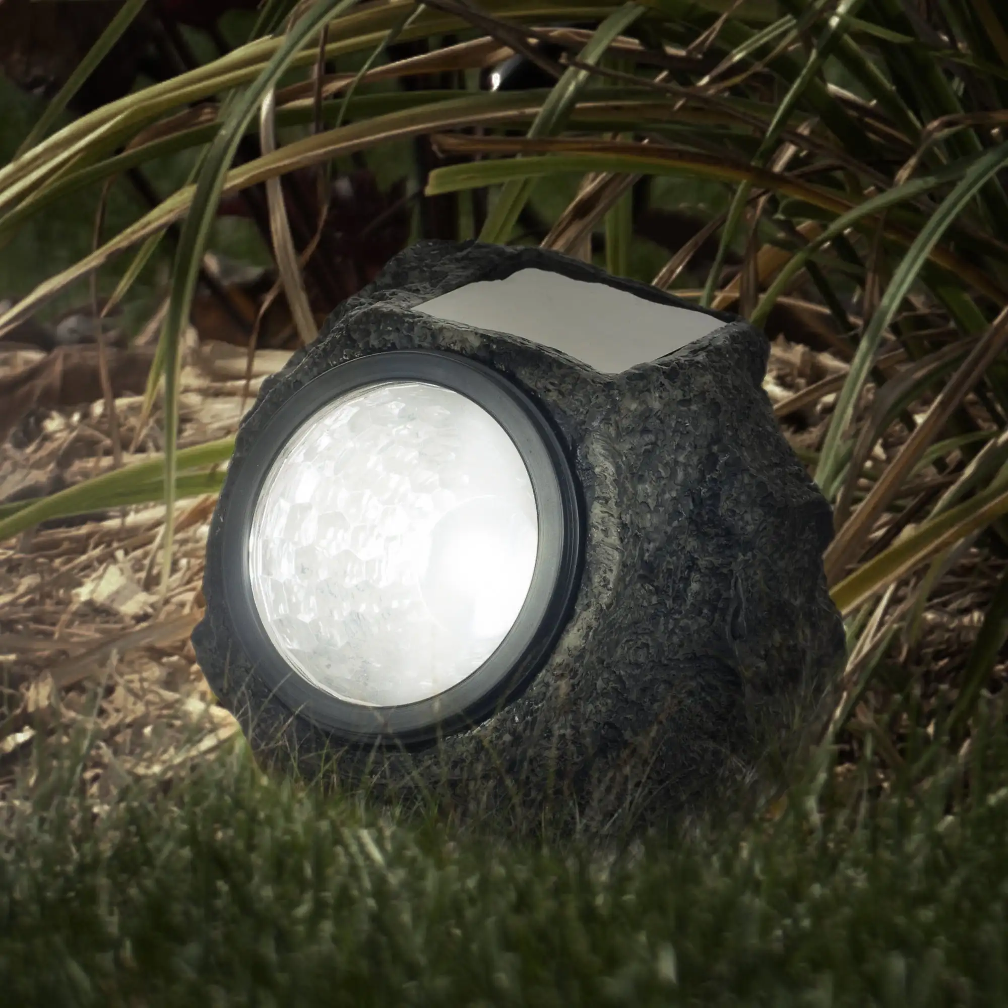 

Outdoor LED Solar Rock Lights – Realistic All-Weather Faux Stone Spotlight Lighting Gardens, Pathways, and Patios (Set of 4)