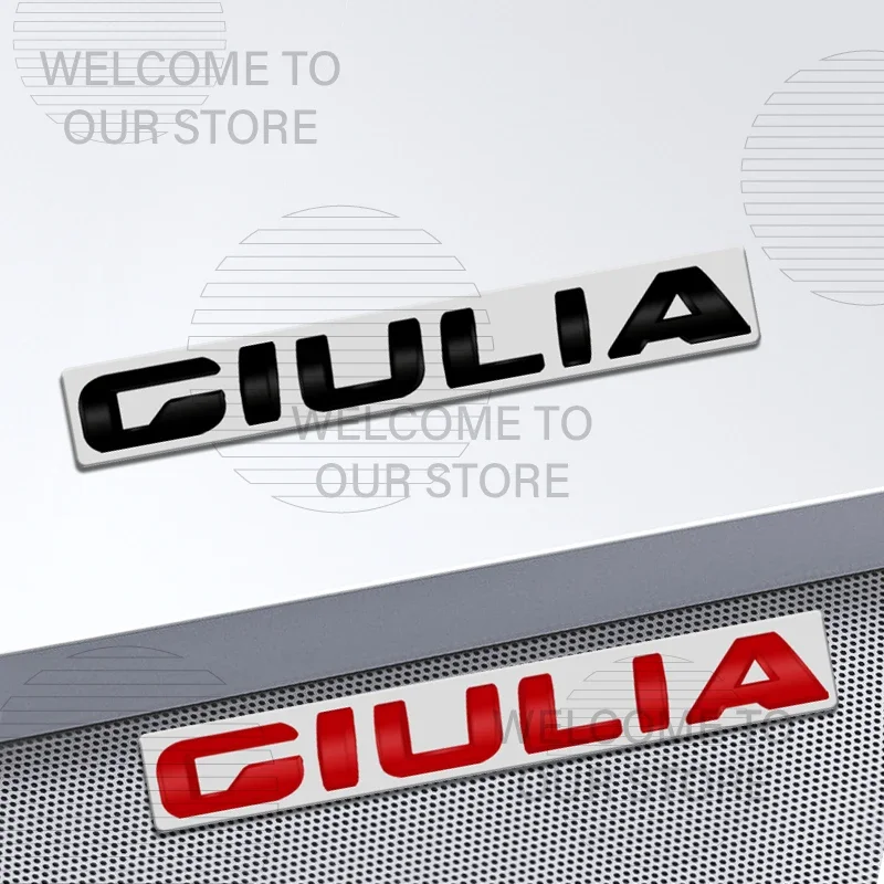 Hub Caps Car Decor Metal For Giulia Alfa Romeo Letter Emblem 3D Sticker Accessories Glossy Black Tail Rear Trunk Decals