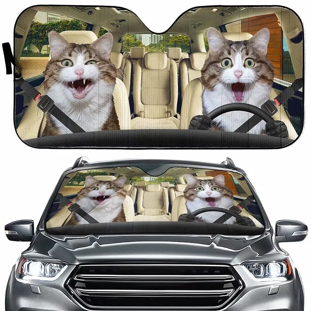 Tup regalo personalizzato divertente gatto animale conducente Auto parasole per amante parabrezza Auto finestra anteriore interni Anti-luce solare