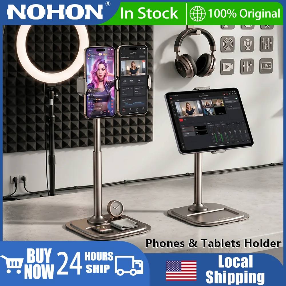 Verstellbarer Handy-Ständer für Schreibtisch, Dual-Telefonhalter, iPad-Ständer für Aufnahmen, Kleiner Handyhalter für iPhone 17 16 Pro Max Air Huawei Xiaomi, Soporte Para Celular, Passend für Samsung