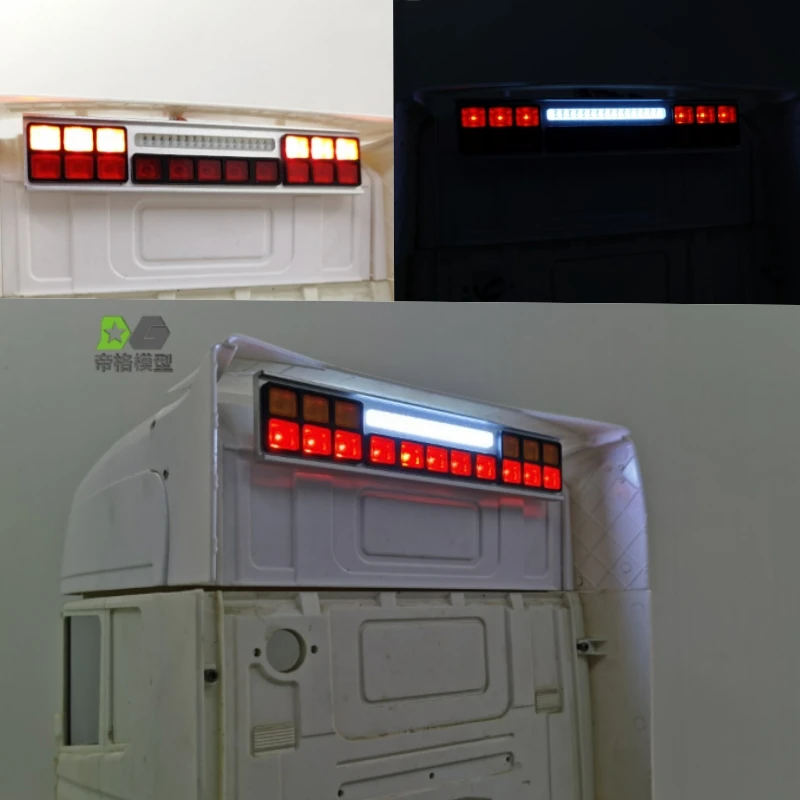 Metal LED Warning Tail Light Modified for 1/14 Tamiya RC Truck Trailer Dump Truck Scania R730 R620 56323  DIY Car model Parts