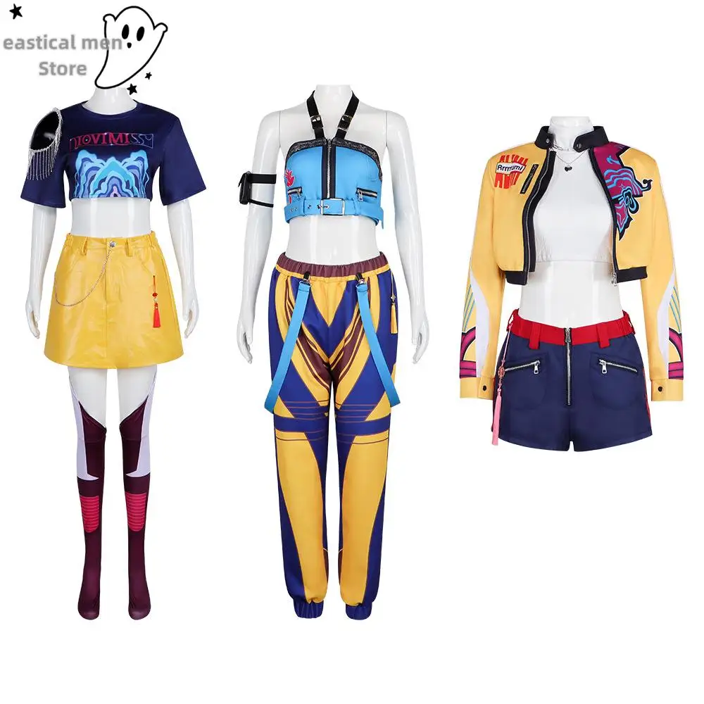 

Kpop Охотники на демонов Косплей Костюм Суперзвезда Руми Мира Зое Косплей Полный комплект Групповой костюм для девочек Леди Хэллоуин Вечеринка Ролевая игра