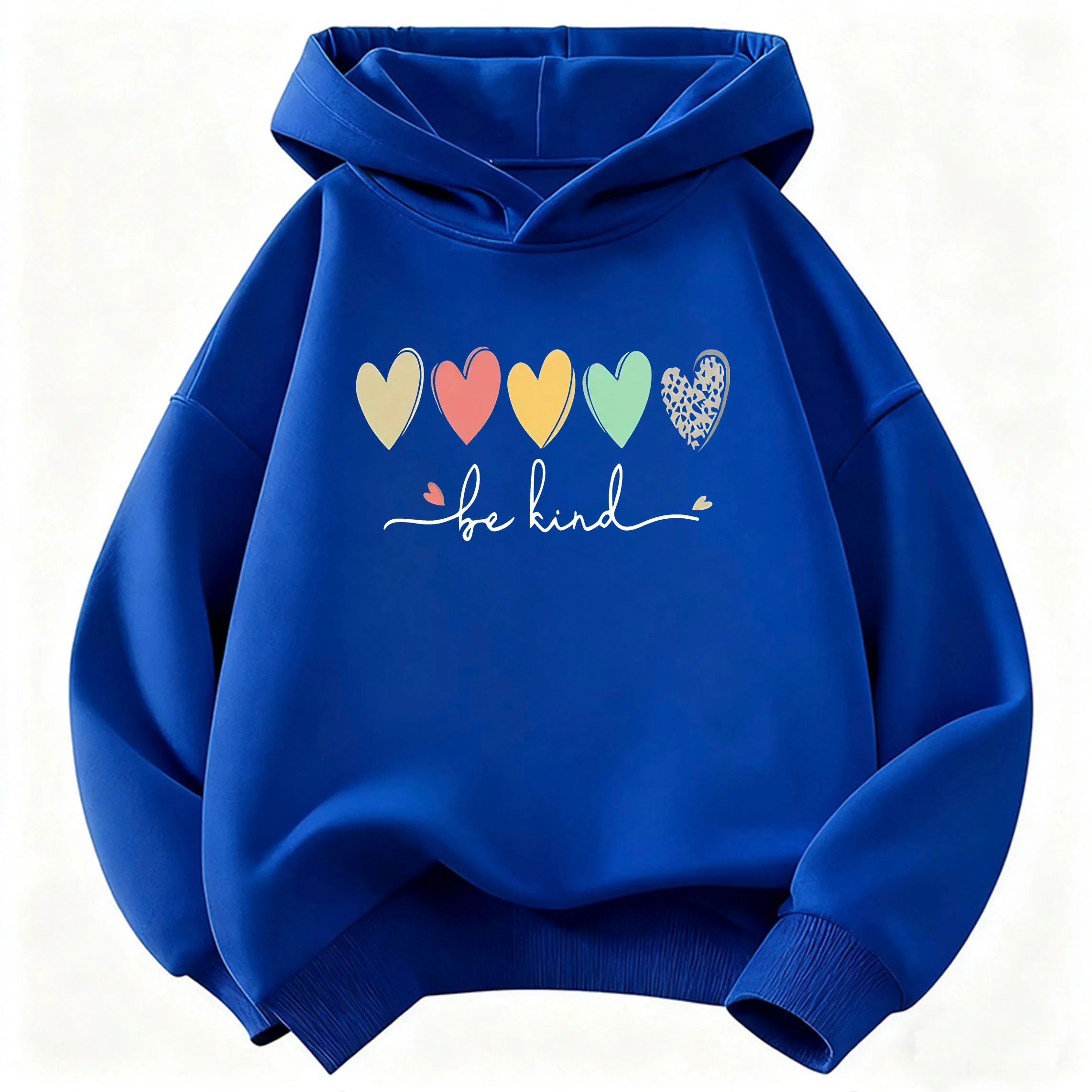 Be Kind Love Heart Colorful Children's Hoodie Sweatshirt Cute Harajuku Hoody for Boys Girls Spring Casual Hoodies