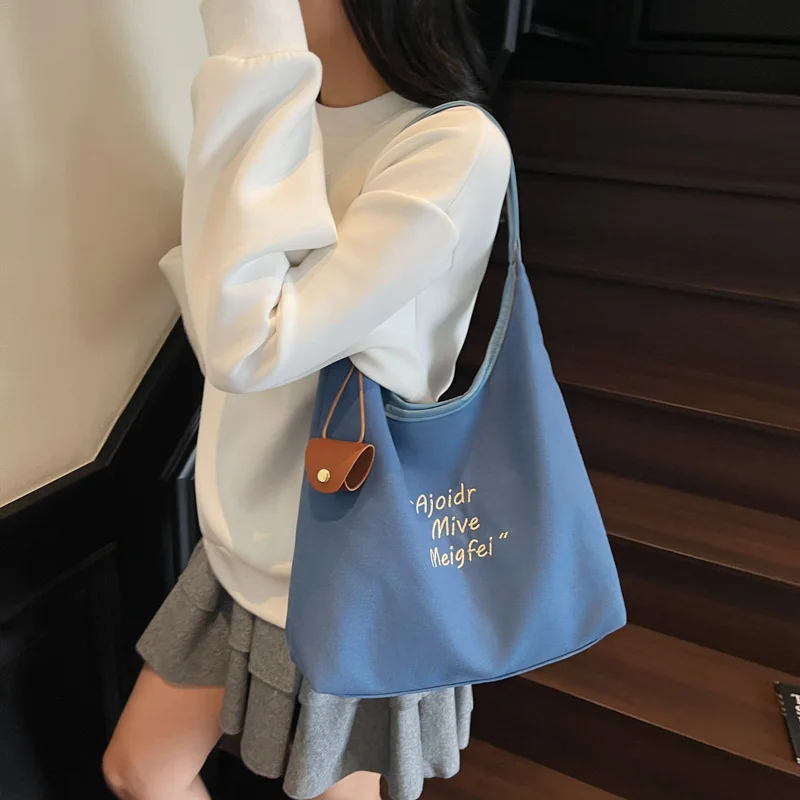 กระเป๋าผู้หญิงใหม่ ฤดูใบไม้ร่วง 2025 - กระเป๋าผ้าแคนวาสขนาดใหญ่พิเศษ สะพายข้าง/ถือ  สไตล์มินิมอลแบบเกาหลี