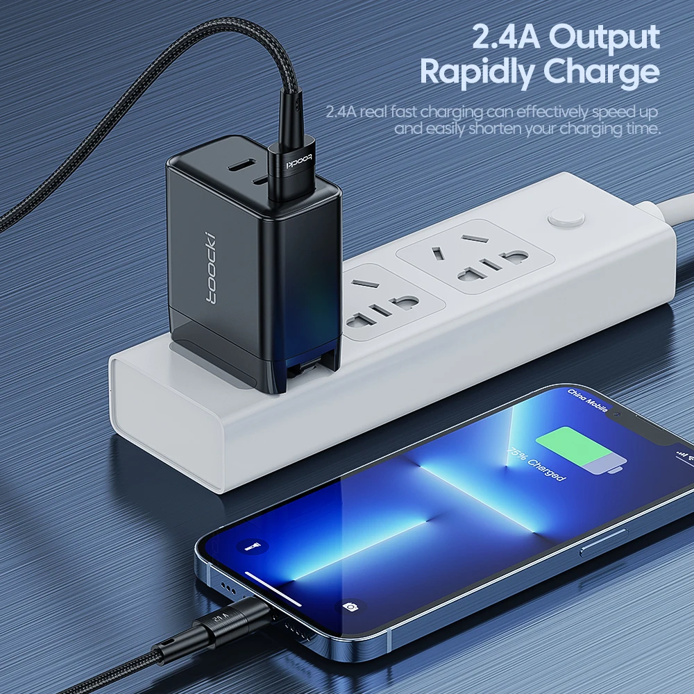 Toocki 2.4A USB-C to Lightning Cable for iPhone 14 13 12 Pro Max XR XS 8 7 iPad AirPods Air 3 Phone Charging Data Transfer Cord
