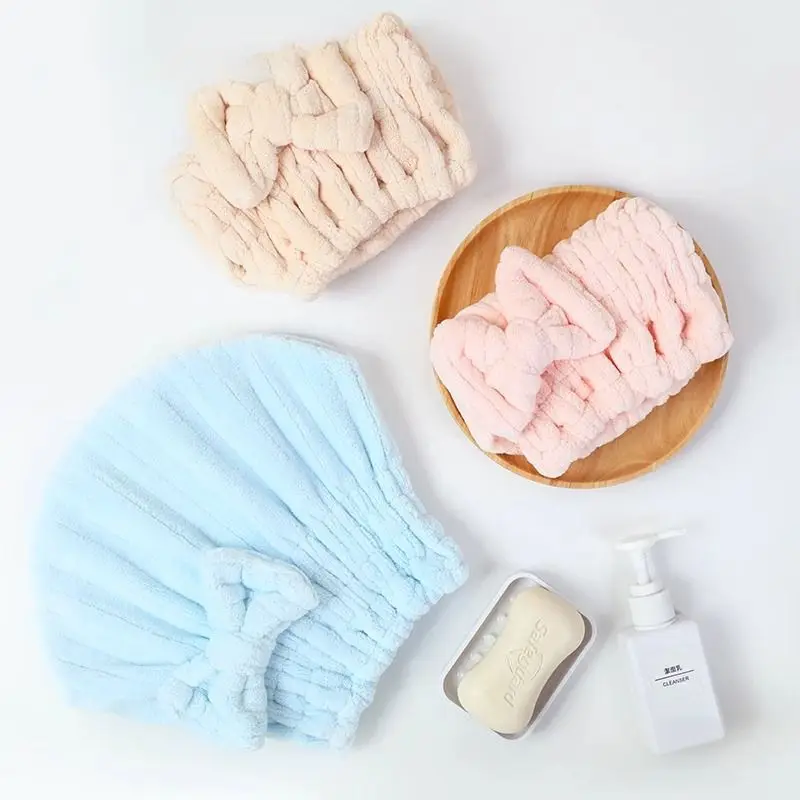 Bow-Knot French-Style Hair Towel Cap for Women – Ultra-Absorbent, Quick-Drying, Blow-Dry-Free Hair Drying Cap Thickened
