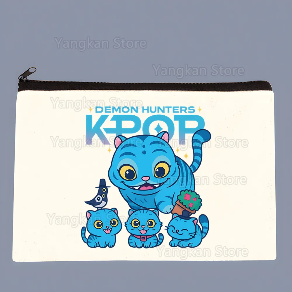 Kpop Demon Hunter Guerreras Kpop Canvas Storage Pouch Multi Functional Cosmetic Bag Zipper Pencil Case For Students