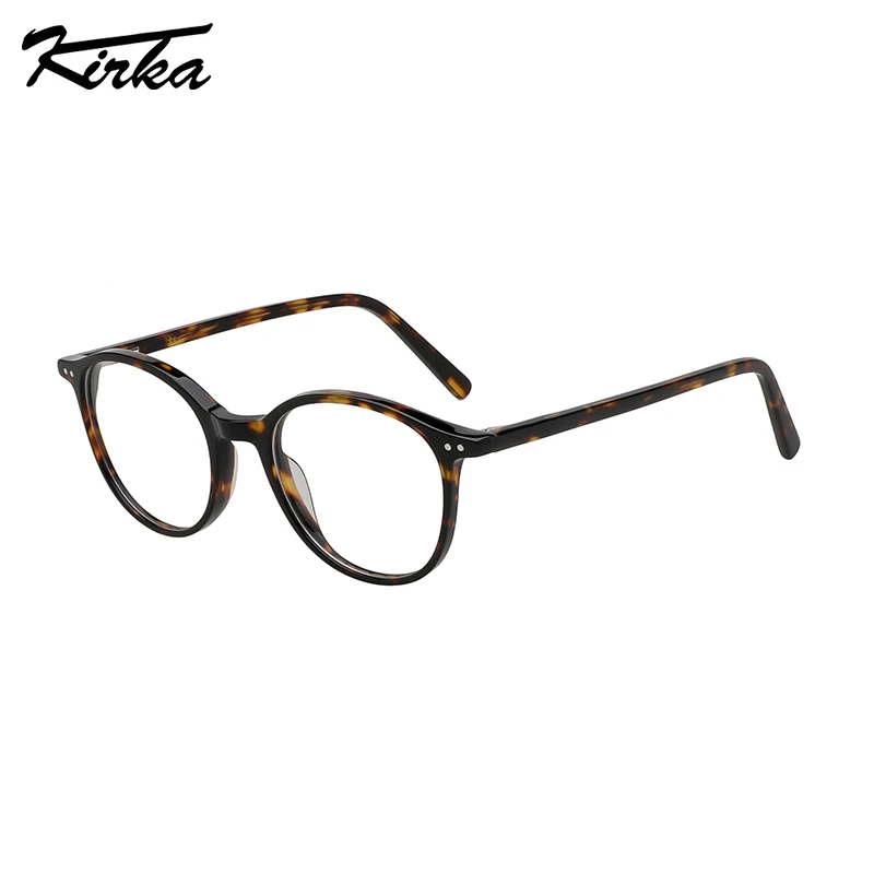 Kirka Unisex Eyewear Acetate Round Classical Colors Glasses Optical Prescription Glasses Thin Frame Colors Glasses WD1134