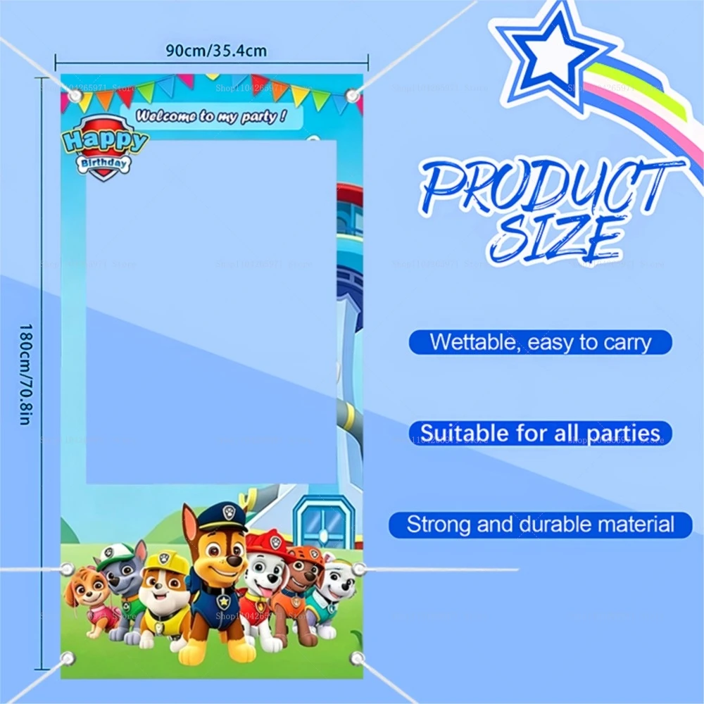 Paw Patrol Photo Booth Frame Props Children's Birthday Shooting Background Party Supplies Baby Shower Photo Studio Banner Decor