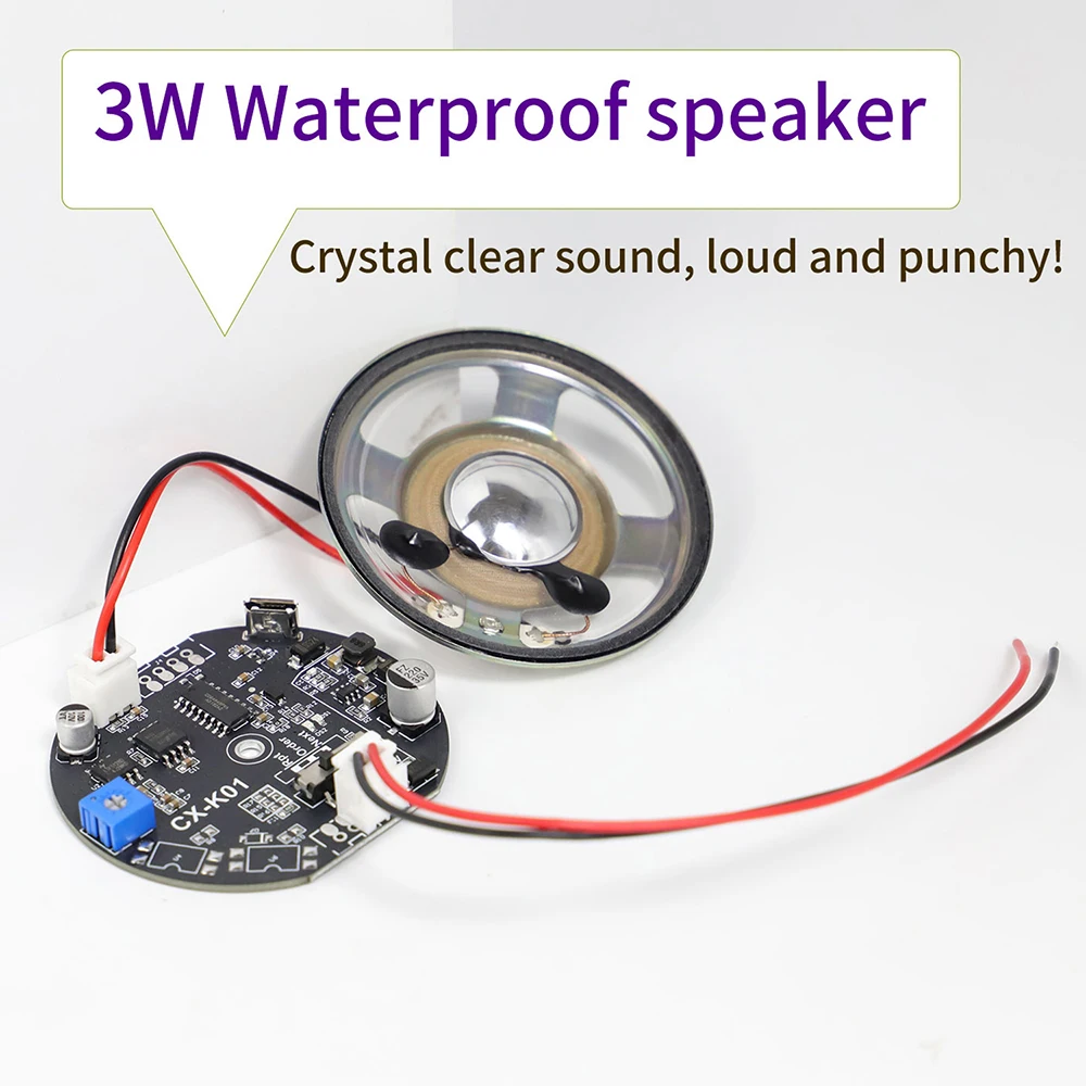 DIY 4M Voice Prompter MP3 Audio Playback Module 3W Waterproof Speaker Repeat/Single Play/Next Track 3 Modes Volume Knob DC/USB