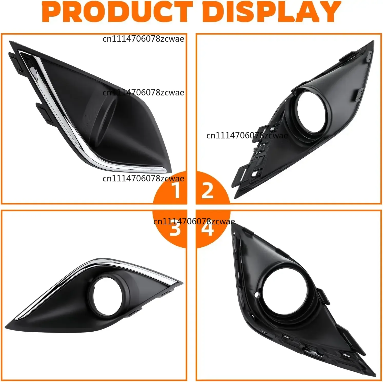 For Mitsubishi Outlander MK3 2015 - 2019 Front Bumper Fog Light Bezel Cover Shell Lamp Frame With Chrome Trim Left And Right