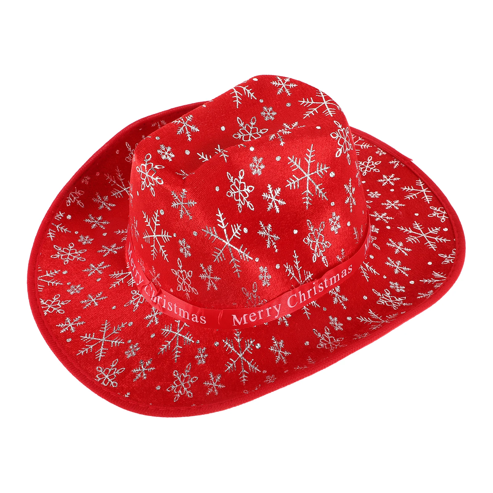 

Santa Claus Red Cloth Christmas Hat for Women Kids Cowboy Cowgirl Holiday Party Accessories Decorations