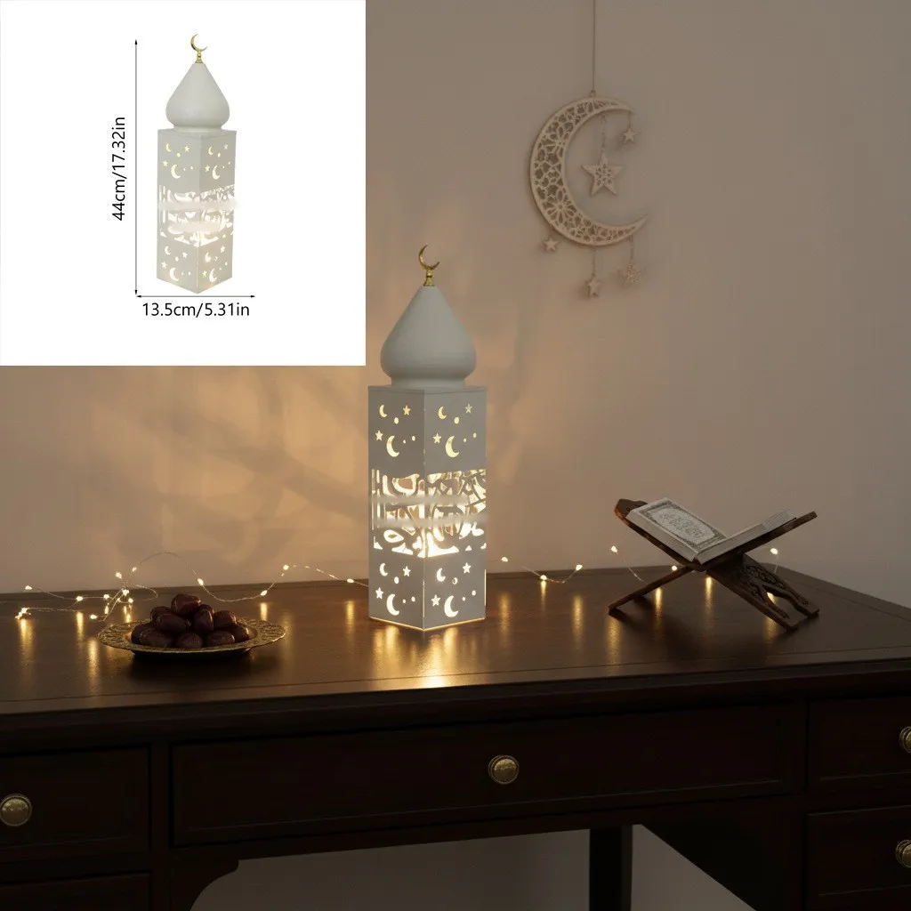Morocco Star Moon Iron Wind Light Arabian Hollow LED Lantern Middle East Home Desktop Ambient Light
