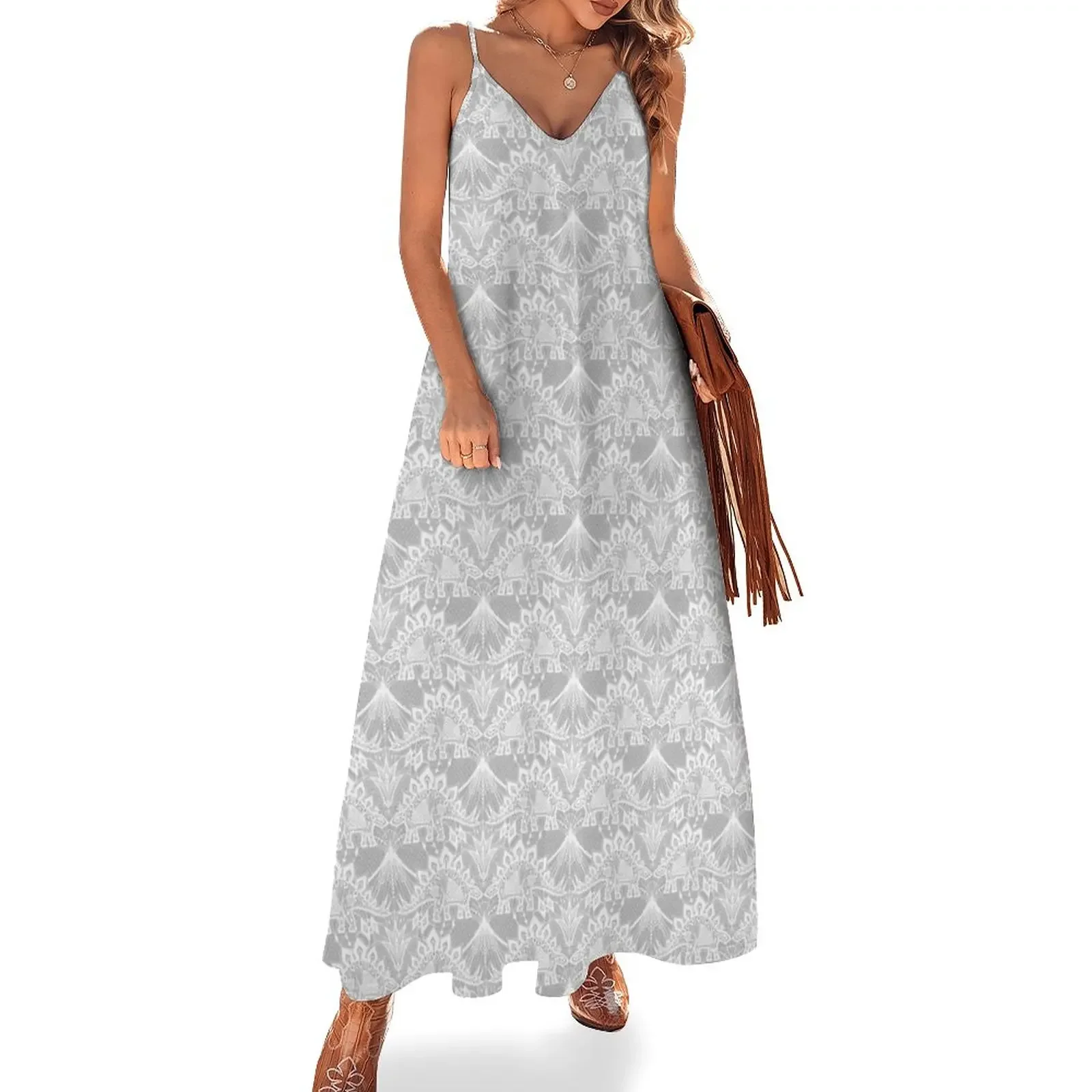 

Stegosaurus Lace - White Sleeveless Dress evening dress woman summer dress for women 2025 women's elegant loose dresses