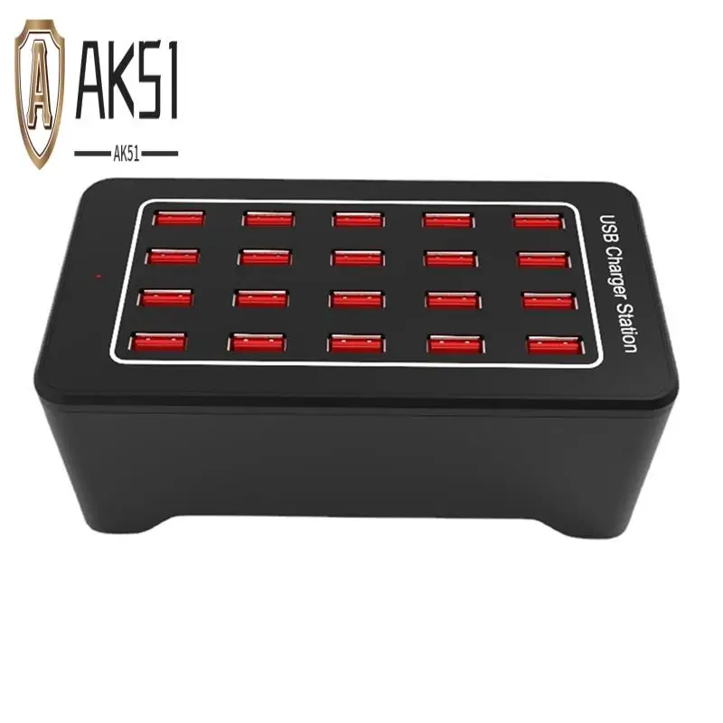 

Зарядное устройство AK51-USB, 20 портов, концентратор, 100 Вт, универсальная настенная настольная станция для быстрой зарядки, док-станция для адаптера питания мобильного телефона