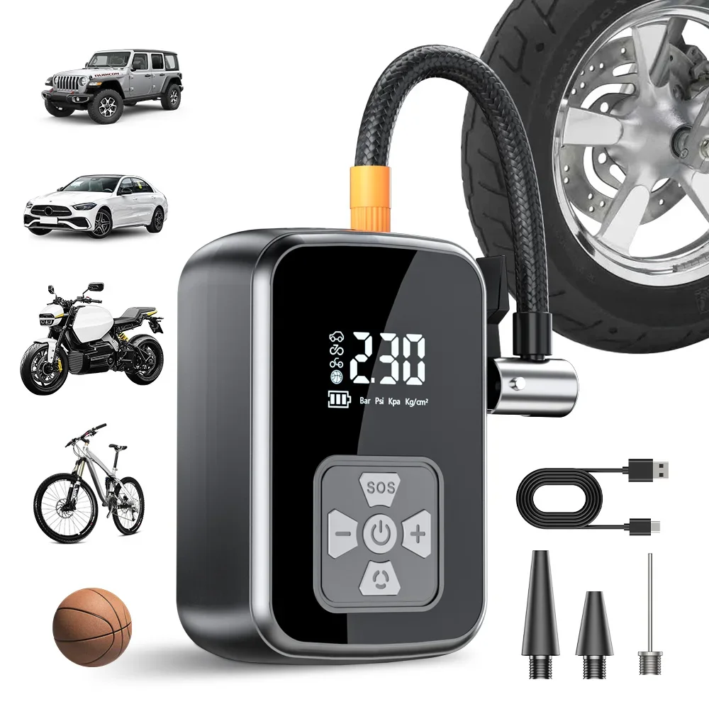 YIJU Rechargeable Tire Inflator Electric Portable Inflator For Car Motorcycle Bicycle Air Compressor Football Ball Inflator Pump