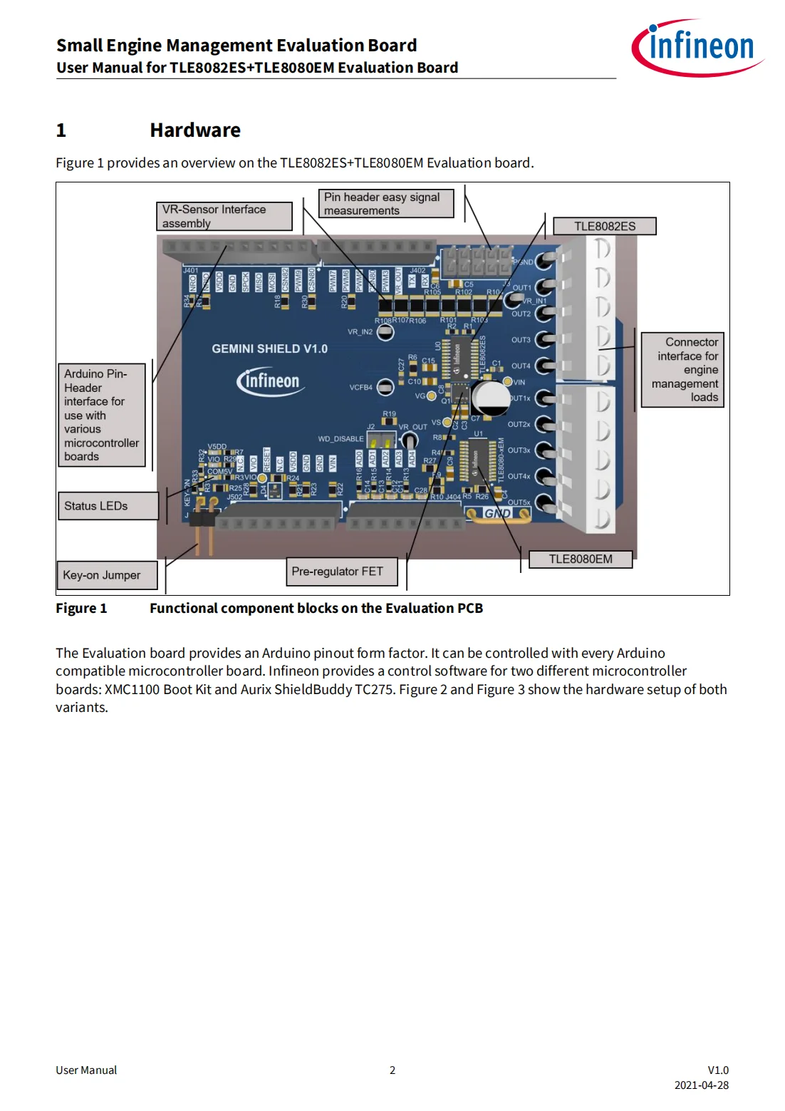 INFINEON TLE8082ESEVALBOARDTOBO1 Evaluation Board, TLE8082ES, TLE8080EM, Motorcycle Engine Control, Power Management - Load Swit