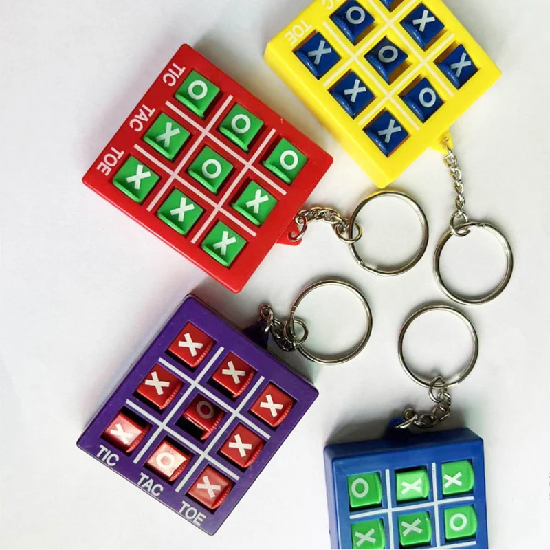 1PC Birthday Party Favor Classroom Prizes Goodie Filler Pinata Gift Colorful Tic Tac Toe Keychain For Kids Educational Toys