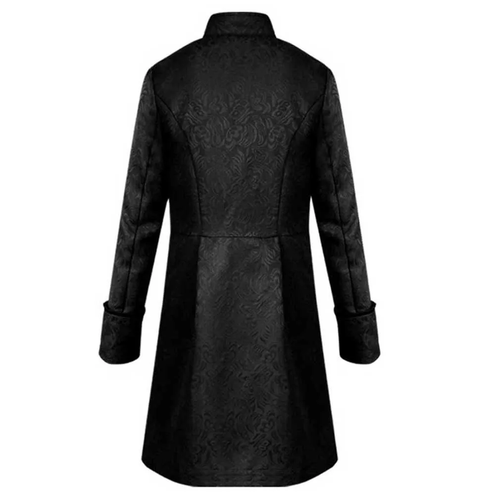 Gothic Men's Tailcoat Long Jacket Medieval Steampunk Trench Coats Plus Size Cosplay Performance Party Costume Halooween Outwears