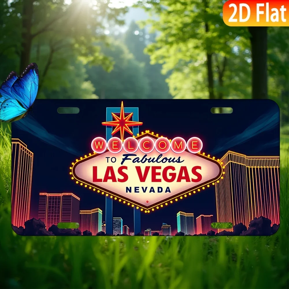 1pc Vintage Las Vegas Metal Sign - 2D Flat Aluminum Wall Decor with 