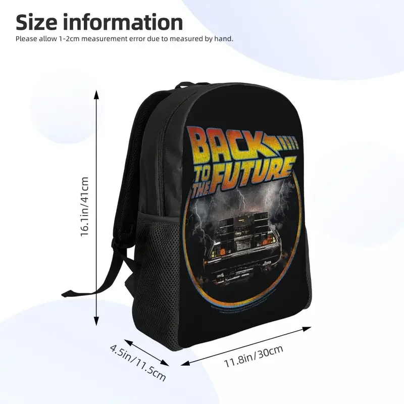 Customized Retro Grunge Back To The Future Laptop Backpack Bookbag for College School Students 80s Sci-fi Adventure Film Bags