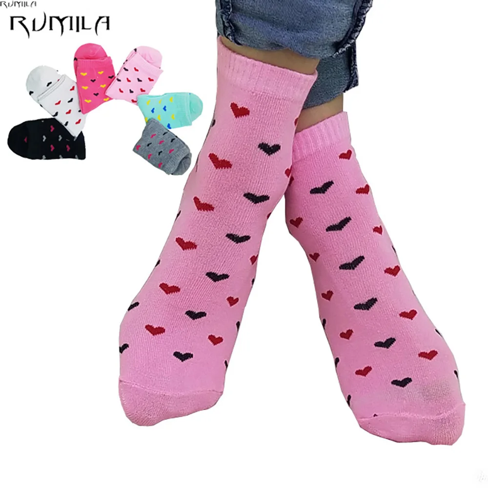 

Warm comfortable cotton heart fiber girl women's socks ankle low female invisible color girl boy hosiery 2pair=4pcs WS49