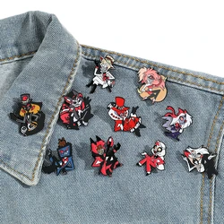 Anime Charlie Morningstar Vaggie Cosplay Costume Accessories Brooch Pin Cartoon Backpack Pendant Metal Prop Gift
