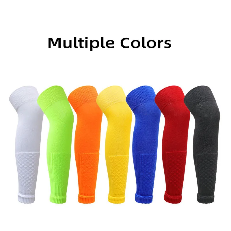 Adult Leg Warmers Elastic Soccer Shin Guard Calf Socks Over Knee Men Sports Compression Protection Long Sleeve Training Socks