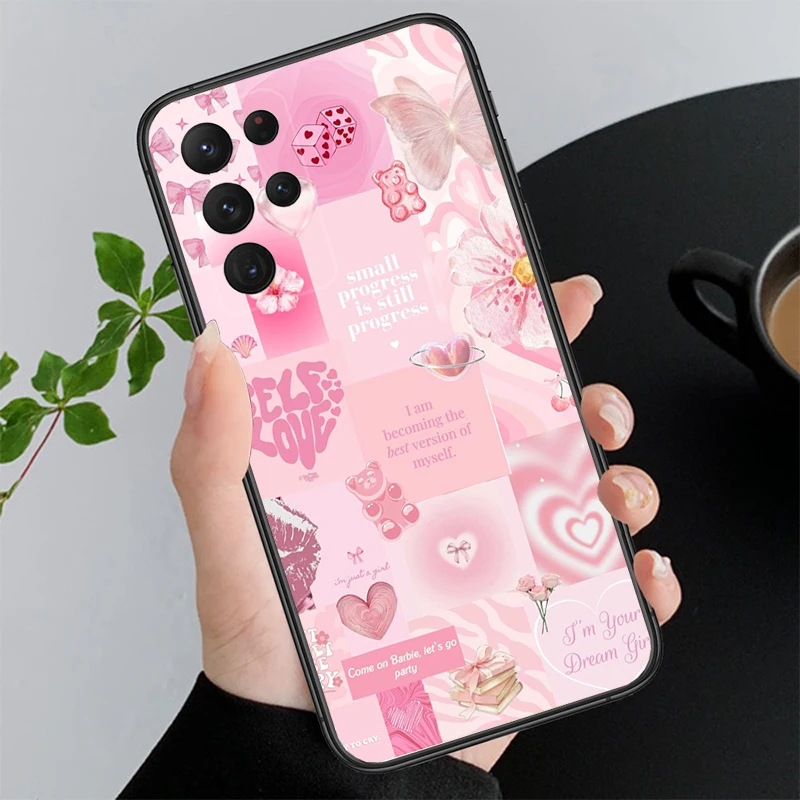 

Phone Case For Samsung A55 A16 A56 A36 A35 A15 A53 A54 A33 A34 A25 A05S A52 A52S A14 A26 A71 Pink Aesthtic