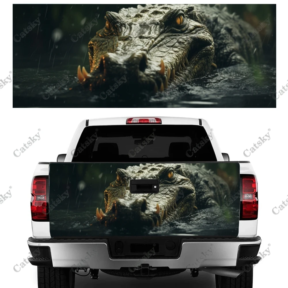 Large Crocodile in The Swamp Truck Tailgate Wrap Professional Grade Material Universal Fit for Full Size Trucks Weatherproof