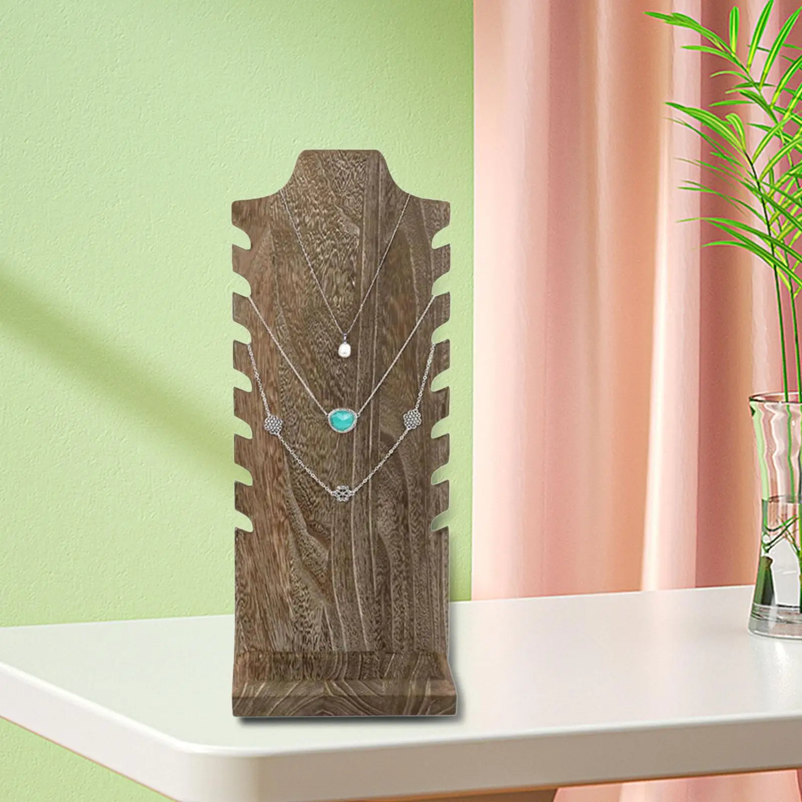 

Wooden Necklace Easel Display Stand for Trade Show Accessory Space Saving Jewelry Presentation Stand 17.5x12x45cm Multipurpose