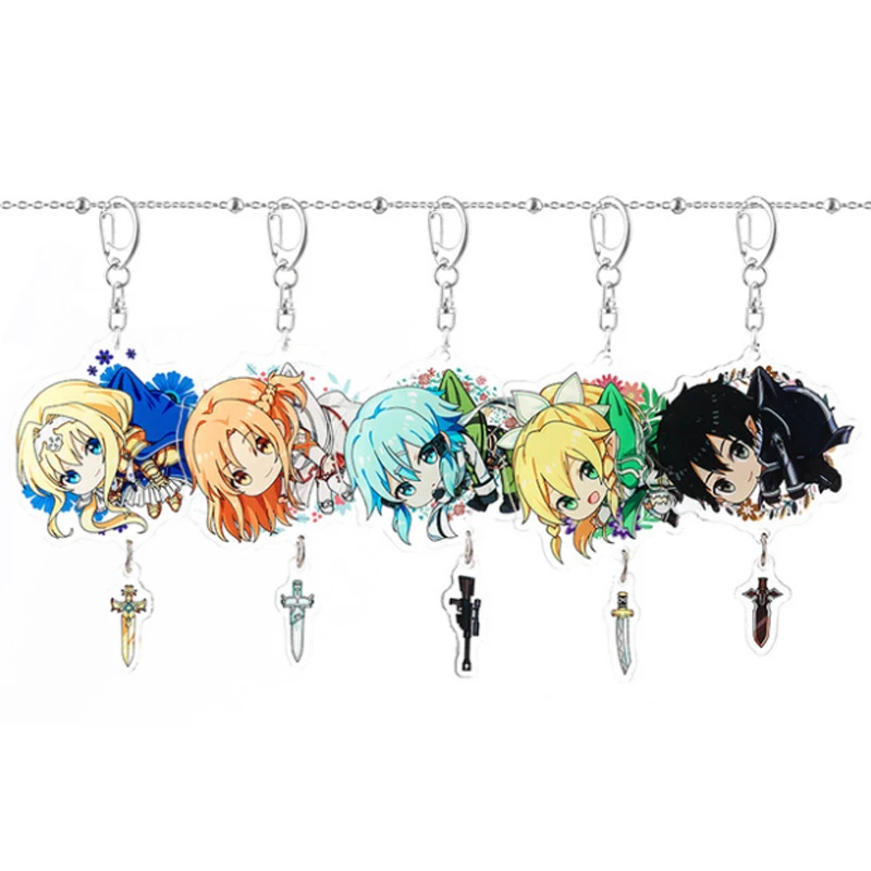 Anime Sword Art Online Kirigaya Kazuto Yuki Asuna Alice Kawaii Acrylic Pendant Keychain Backpack Ornament Accessories Toy Gifts