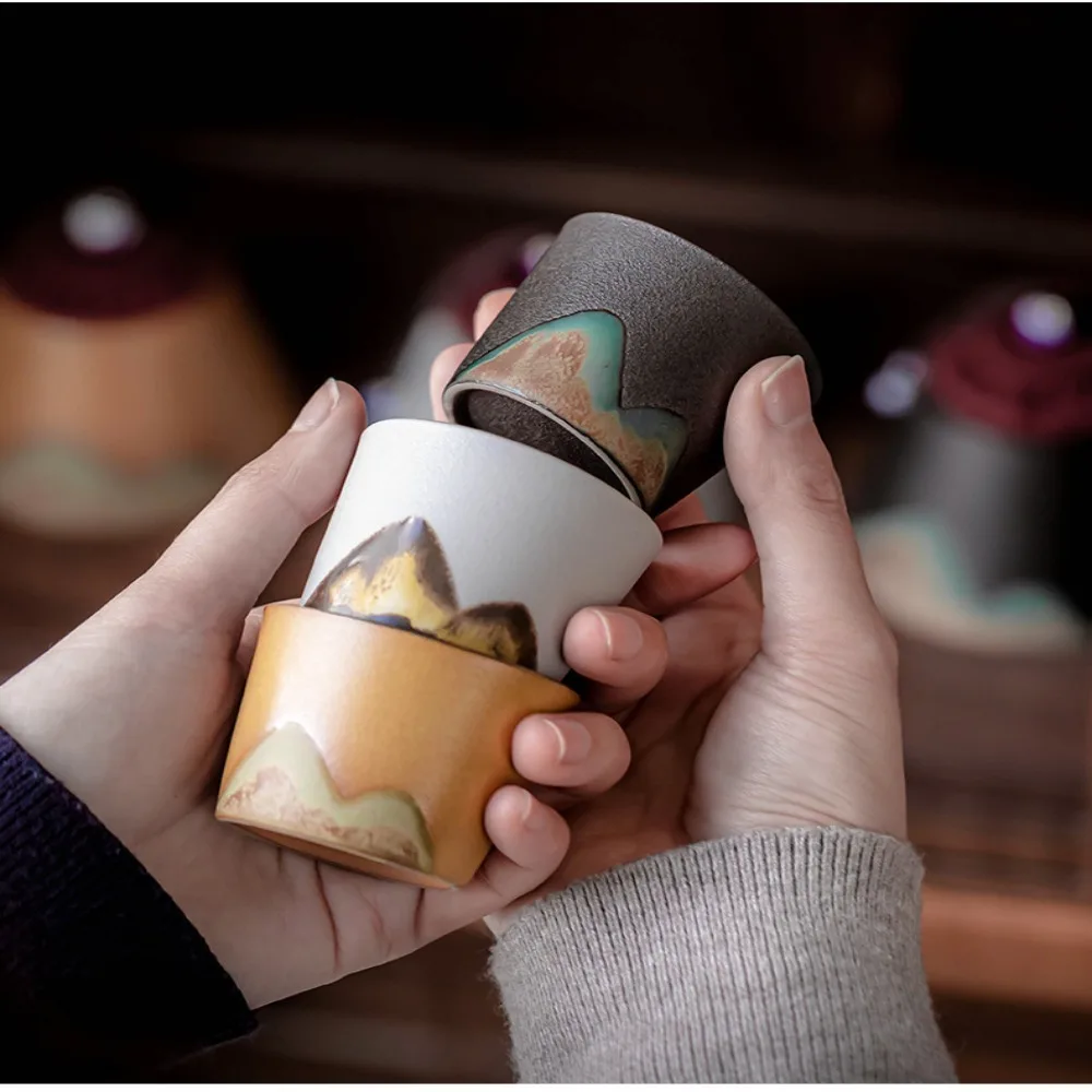 50/55ML 2Styles Retro Tea Cup Office Coffee Water Mug Cup Ceramic Hand-painted Mountain Shaped Mugs Exquisite Tea Coffee Cups