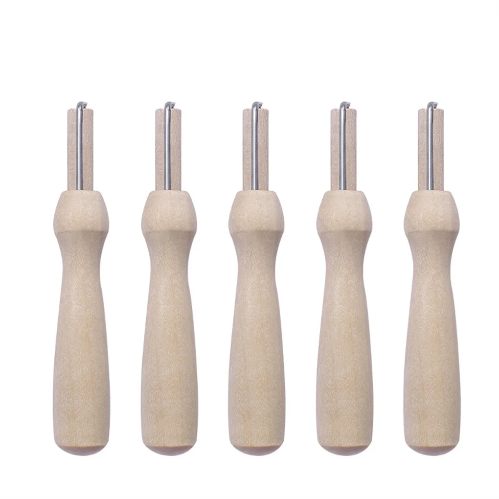 5pcs Wooden Handle Holder with Felting Needles DIY Craft Sewing Needlework Felt Hand Needles Tool