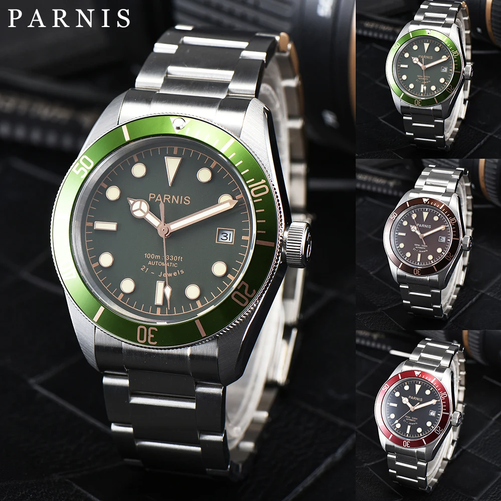 Parnis 41mm Sapphire Crystal Miyota Automatic Men\'s Watch Luminous Marker 10 ATM Waterproof