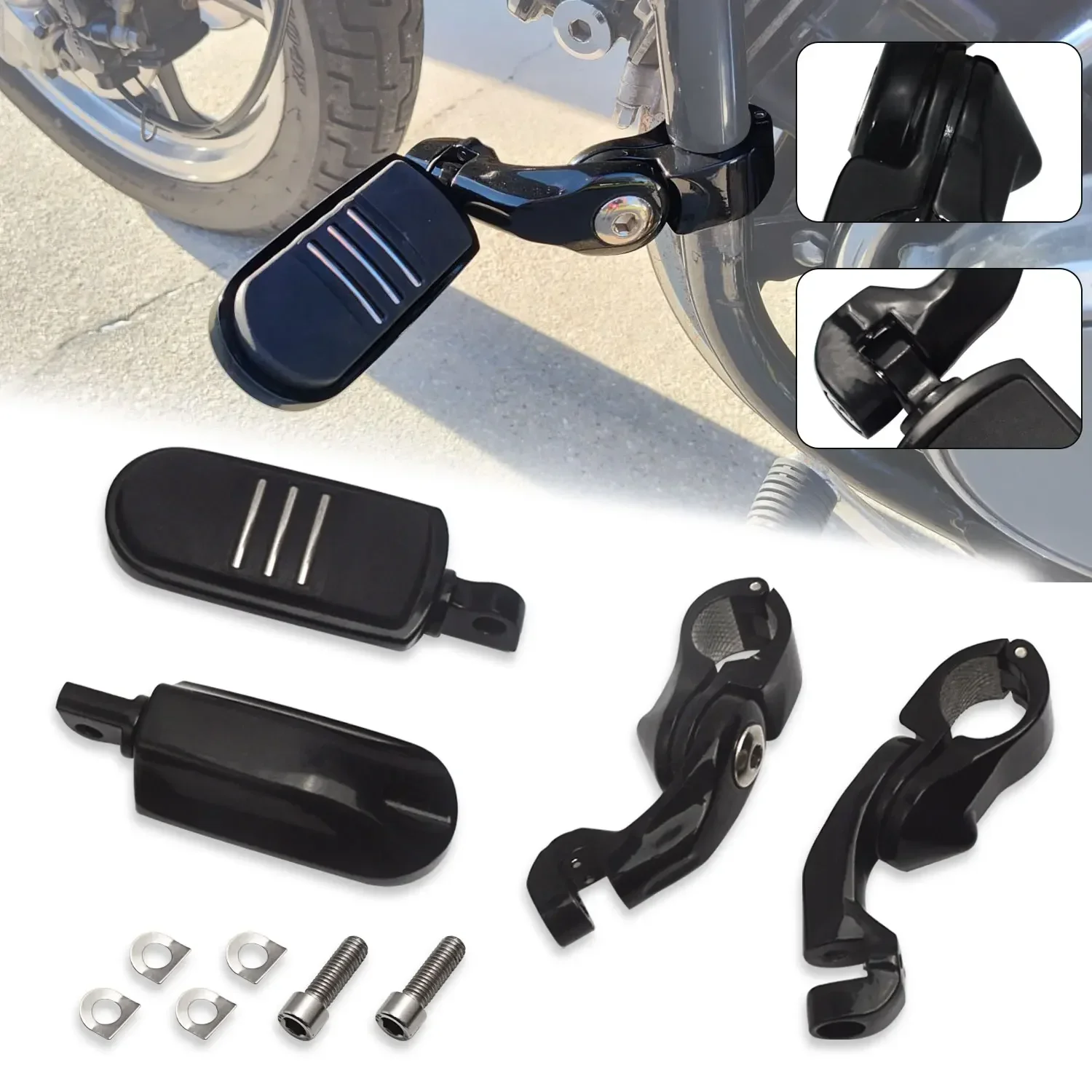 

Motorcycle 1.25" Engine Guard Foot Pegs Footrest For Harley Touring Road King Street Glide 32mm Footpegs Highway Footrests Short