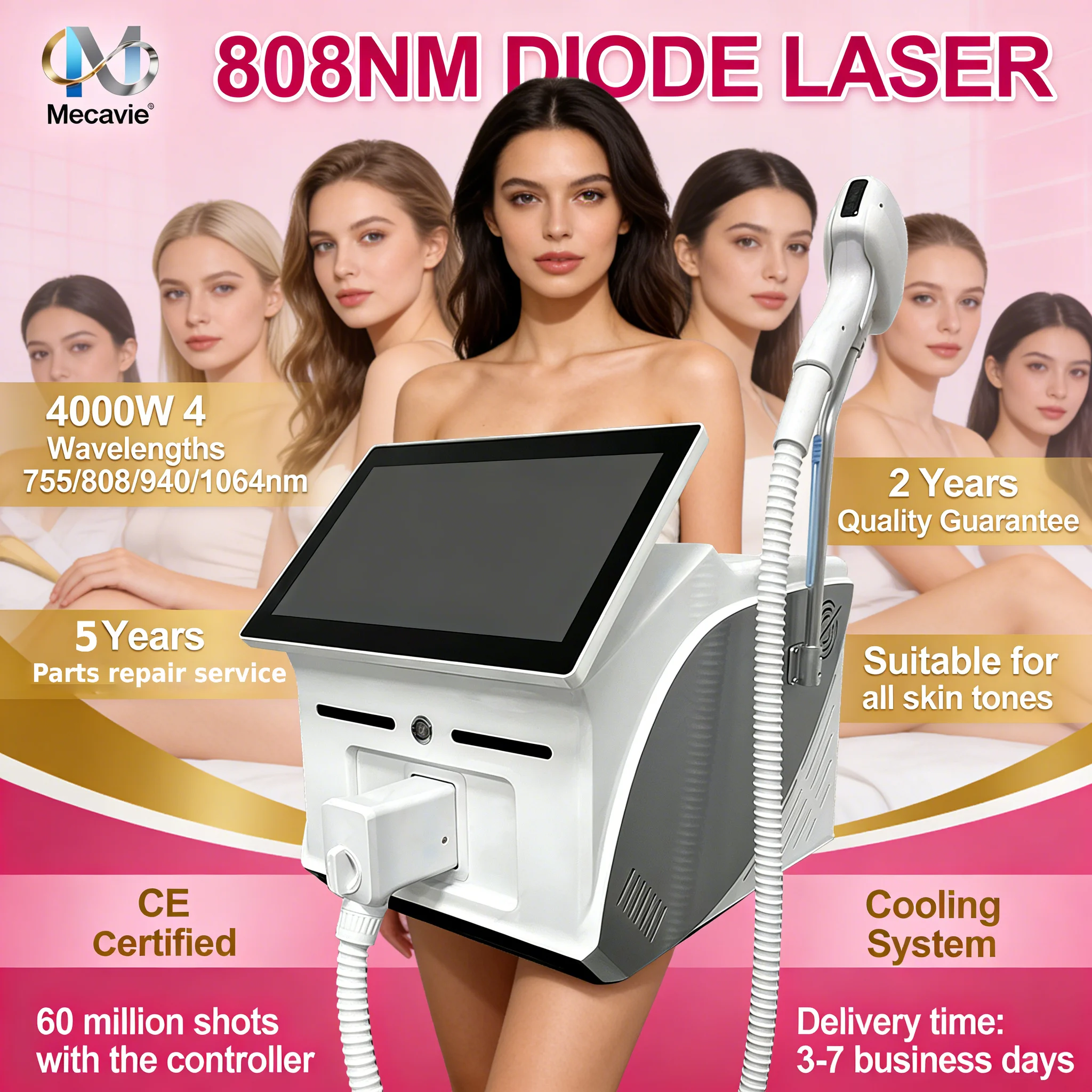 

Высококачественный лазерный диодный эпилятор 808 нм, 4000 Вт, для постоянного удаления волос, безболезненный, с охлаждением, для омоложения кожи, для салонов или домашнего использования