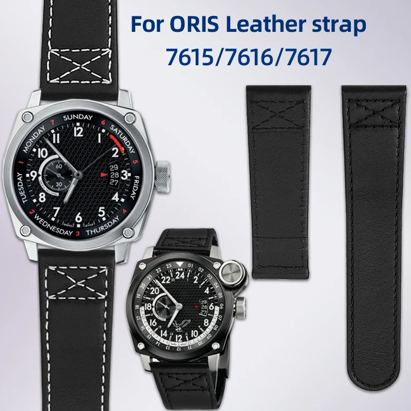 Genuine Leather watch band 22mm For ORIS BIG CROWN AVIATION series 7615/16/7617/7631/32/33 Cowhide watch strap bracelet for men