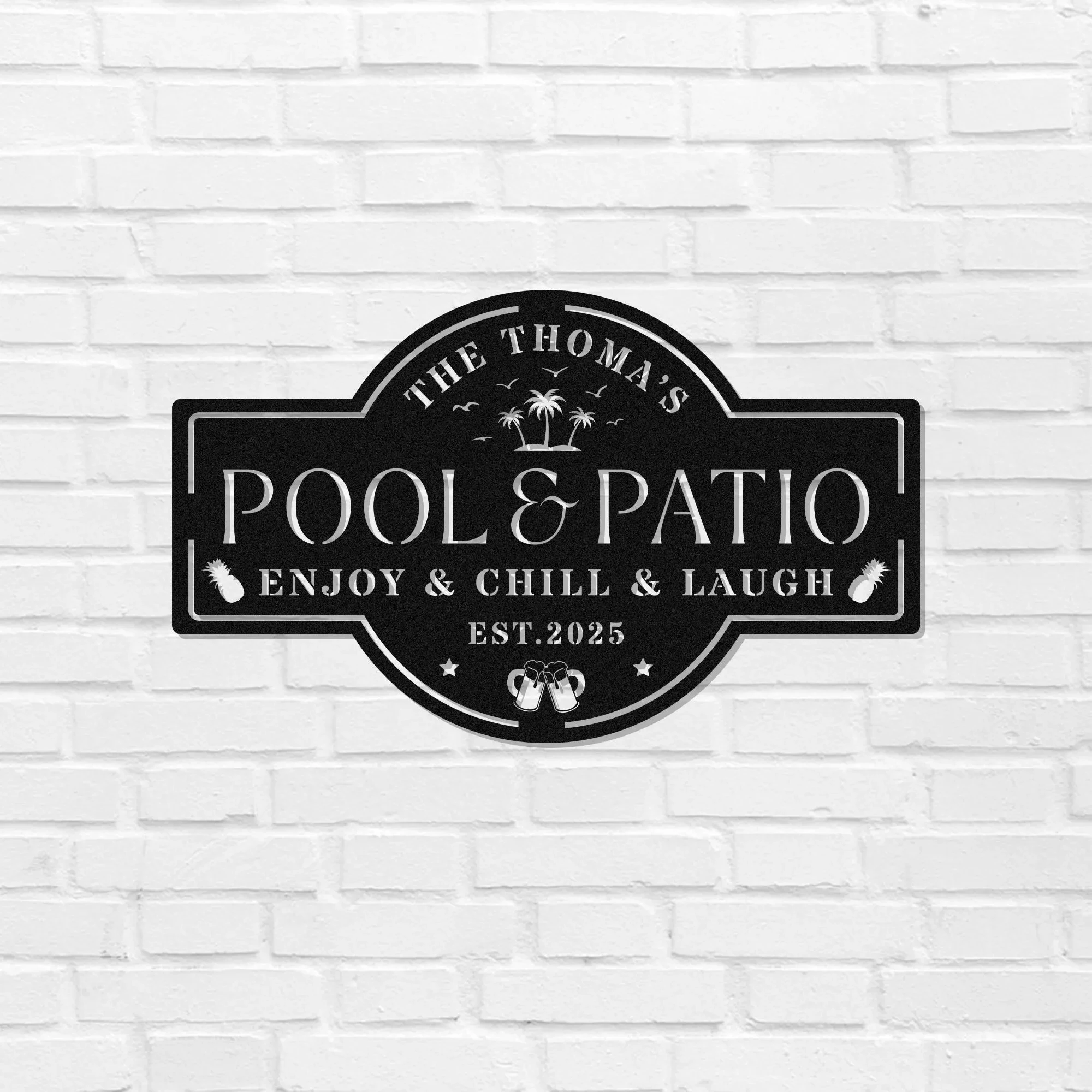 Custom Personalized Poolside Oasis Sign Metal Sign Poolside Decor Custom Backyard Oasis Sign Patio Sign Outdoor Wall Decor