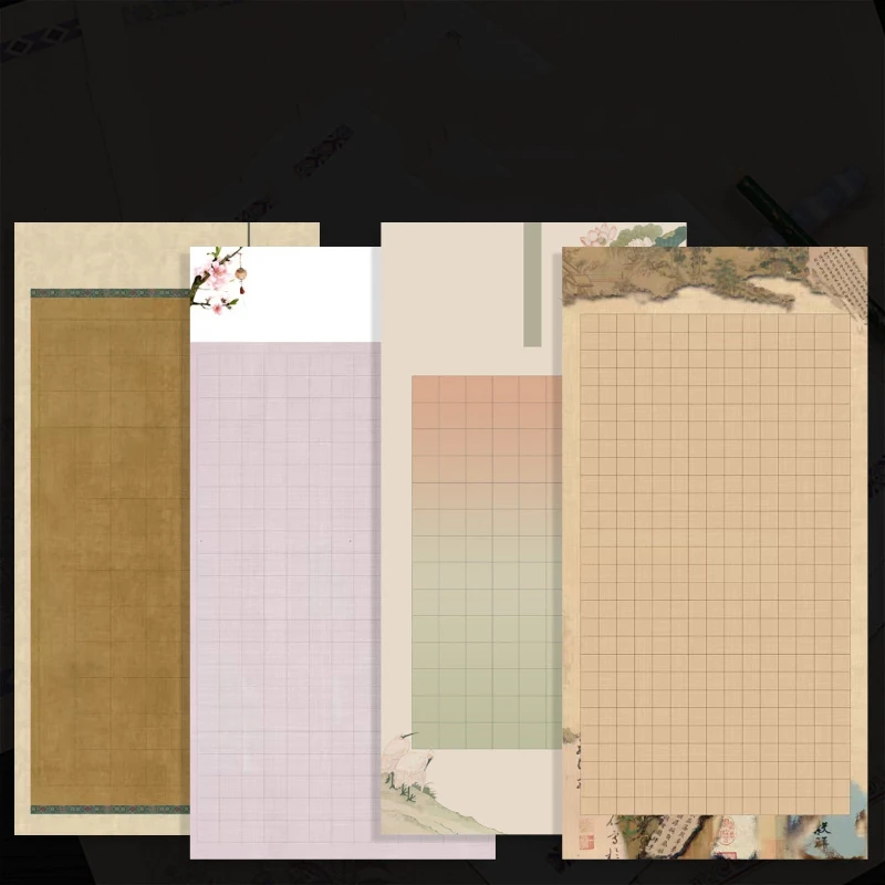 Four Feet Full Size Chinese Calligraphy Rice Paper Half Raw with Ancient Poems for Practice Painting Art Supply Xuan Paper