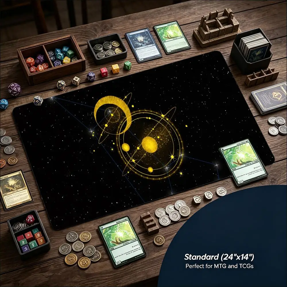 Mystic Starry Sky Pattern Game Playmat Non Slip Rubber Large Desk Mat Stitched Edge For Card Game Computer Laptop Home Game Work