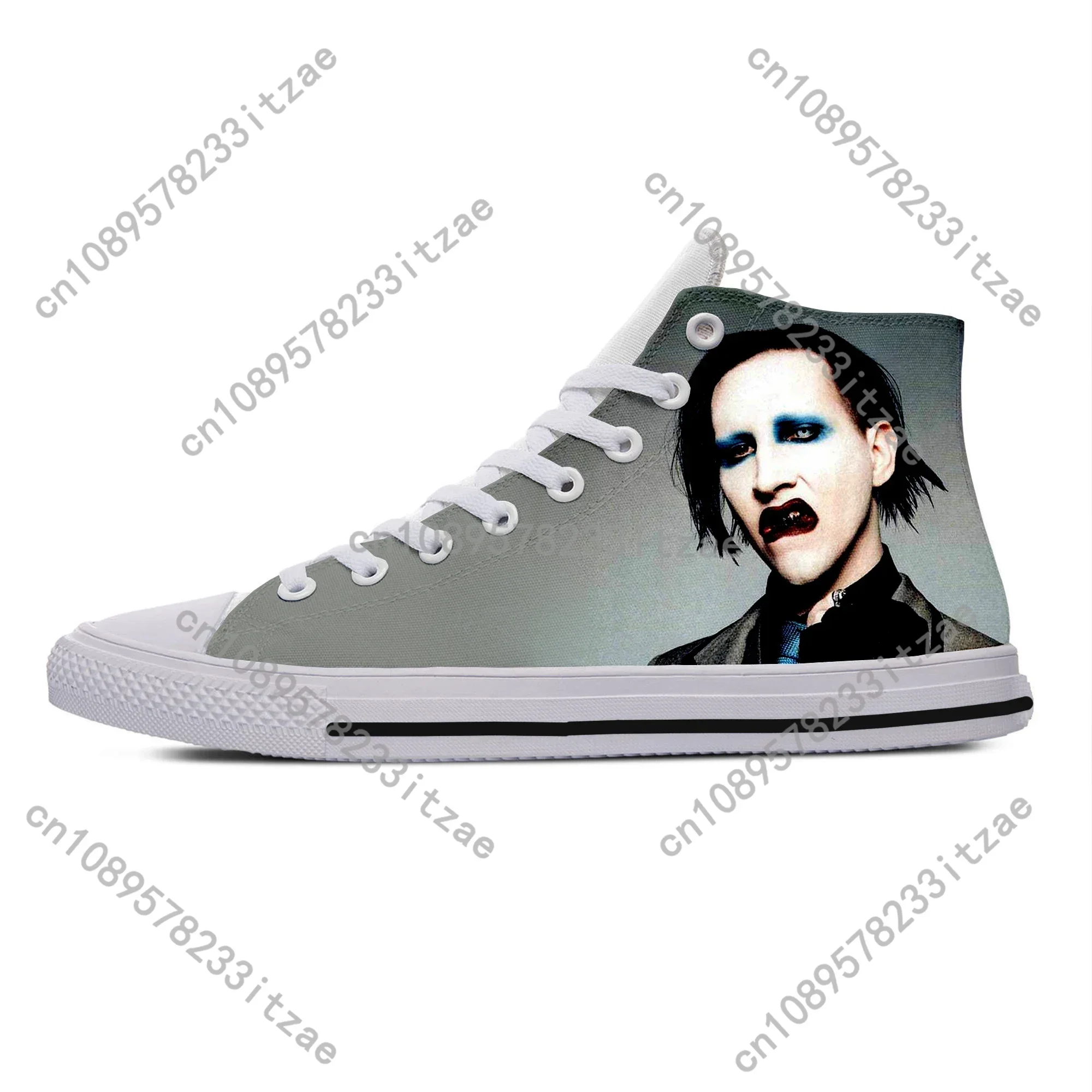 Rock Band Music Singer Marilyn Manson High Top High Quality Sneakers Mens Womens Teenager Canvas Sneaker Couple Shoe Custom Shoe